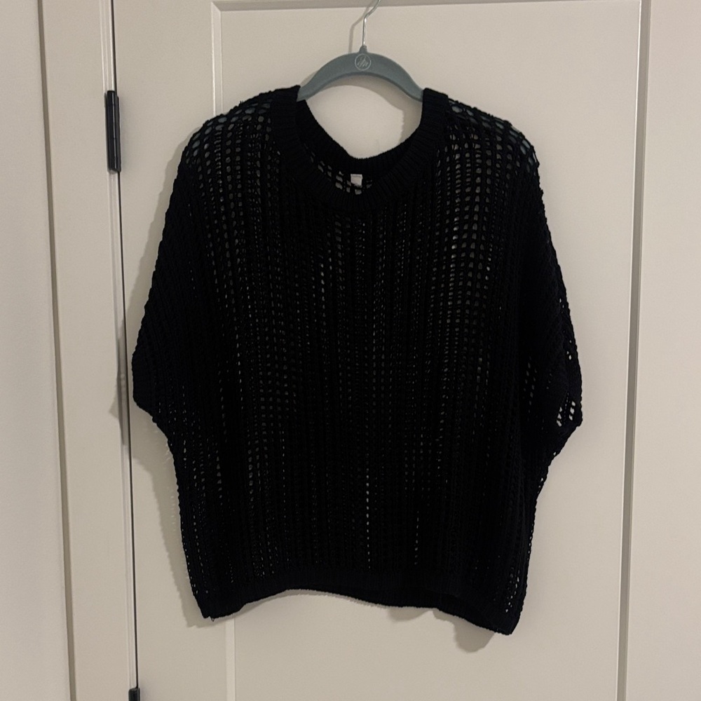 Black Fishnet Knit Women's Sweater size L